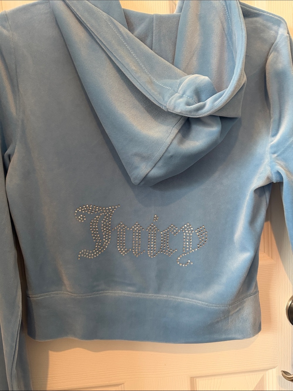 Juicy Couture Light Blue Velour Hoodie with Rhinestone Logo New with tags!